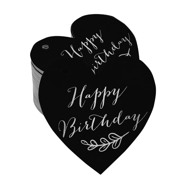 Inkdotpot 100 Pack Happy Birthday Favor Paper Tag Craft Real Silver Foil Hang Tag