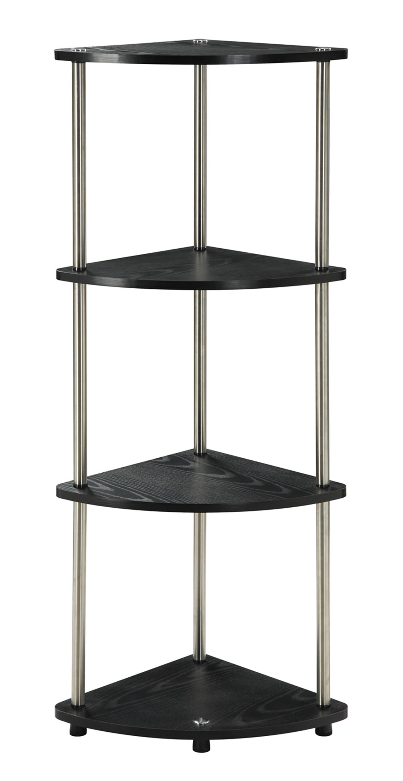 Convenience Concepts Designs2Go Four-Tier Corner Shelf in White Wood Finish