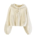 thumbnail image 1 of 2025 s Fleece HoodieS Tops 5T Warm Loose Button Down Ruffle Top Pullover Jacket Top, 1 of 4
