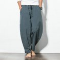 thumbnail image 1 of Pantalon de Lin Décontracté Décontracté Léger à Taille Élastique pour Hommes, 1 of 6