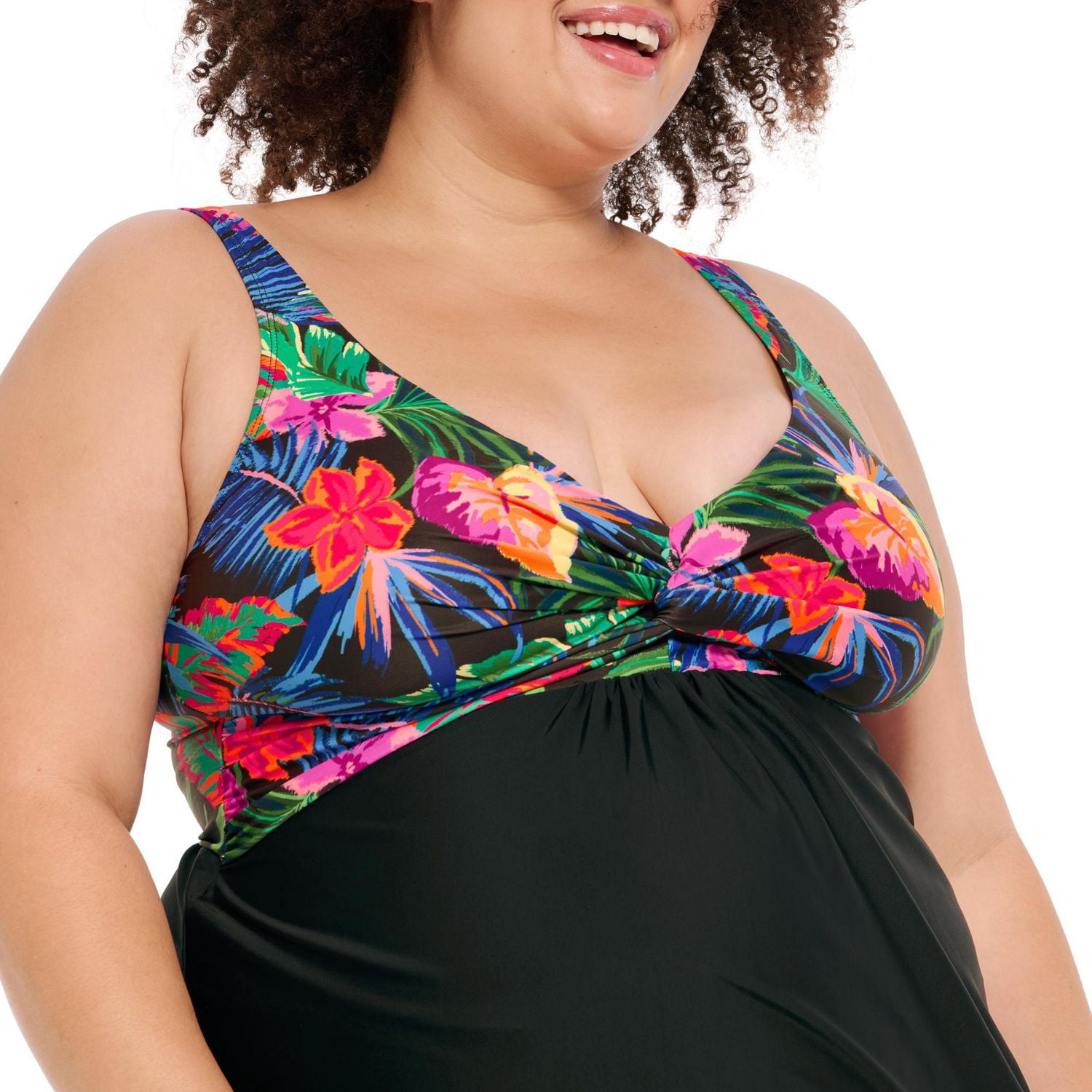 Krista Plus Maillot-robe Une-pièce pour Femme avec Bonnets D et Torsade, Bretelles Ajustables à Deux Sens