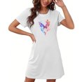 thumbnail image 4 of Mrat Chemises de Nuit en Coton pour Femmes Robe pour Femmes Vêtements de Nuit Manches Courtes Chemise de Nuit Décontractée Imprimée Robe de Sommeil Ample Confortable Pyjama Chemise de Nuit P-98 Blanc TG, 4 of 7