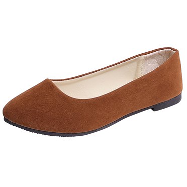 ZTTD Femmes Filles Unies Grande Taille à Enfiler Plates Peu Profondes Confort Décontractées Chaussures Simples Brun
