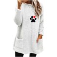 thumbnail image 2 of Hauts Mignons pour Femmes Col Rond et Hiver Ample Imprimé Poche Chaud Manches Longues Blouse Hauts Chemises Femmes en Solde, 2 of 4
