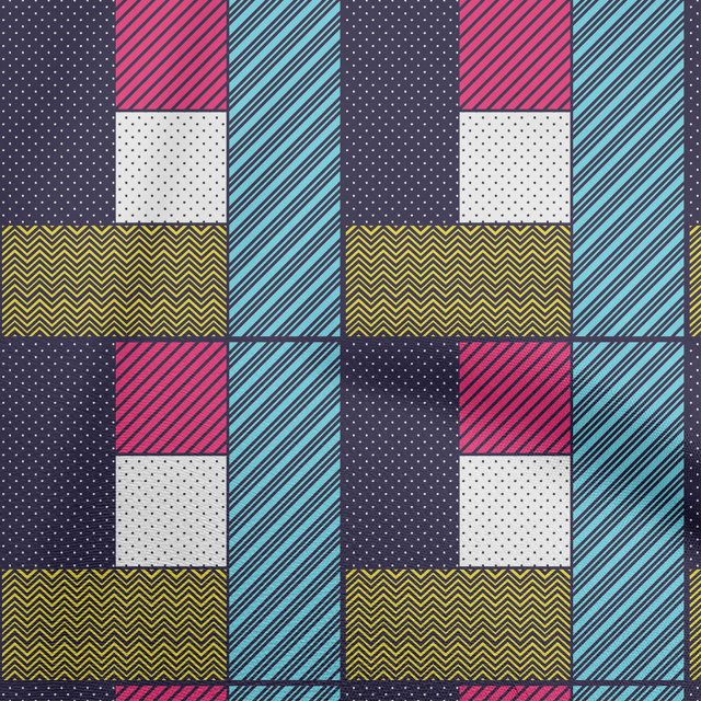 oneOone Cotton Poplin Blue Fabric Geometrical Sewing Material Print Fabric By The Yard 56 Inch Wide