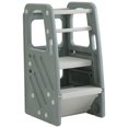 thumbnail image 1 of SDADI Marchepied en Plastique Durable pour Enfants avec 3 Hauteurs Réglables, Gris Foncé, 1 of 6