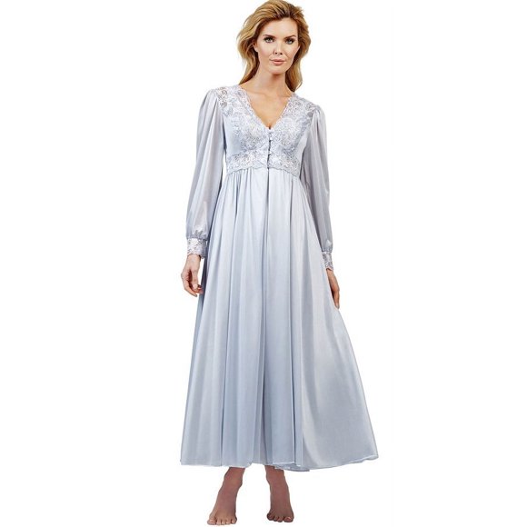 Velrose Lingerie Shadowline Long Lace Bodice Button Down Robe 71737/71737X