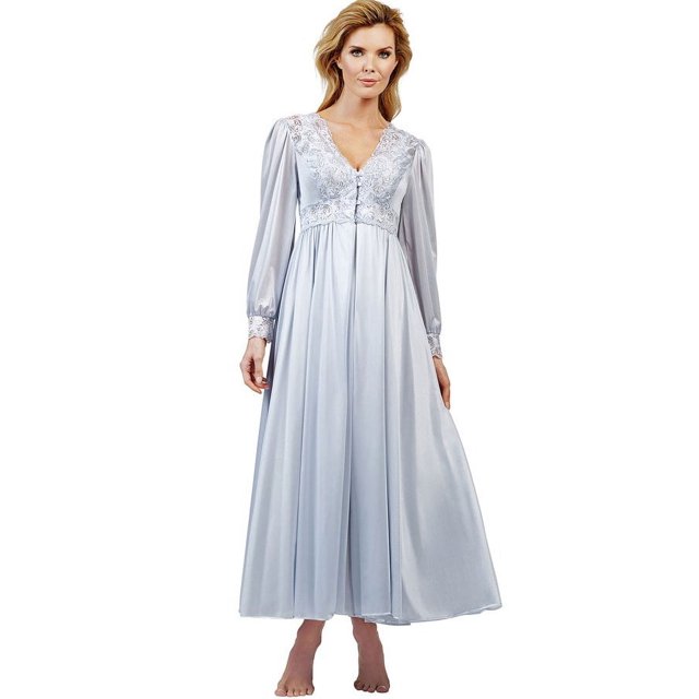 Velrose Lingerie Shadowline Long Lace Bodice Button Down Robe 71737/71737X