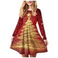 thumbnail image 1 of Splozh Petite Fille Enfant Hiver Robe de Fille de Noël Imprimée Bal Fête Fête de Noël Robes de Fille Rouge, 9-10 Ans, 1 of 5
