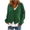 thumbnail image 1 of 2025 Femmes Uni Col en V Boutons Chandail Léger Décontracté Extensible Tricoté Cardigan Cage Thoracique, 1 of 6