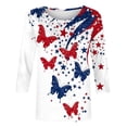 thumbnail image 4 of Frostluinai Chemises pour Femmes Chemises Rouges Blanches et Bleues Col Rond T-Shirts Patriotiques Manches 3/4 Grande Taille Hauts Graphiques T-Shirt Patriotique pour le Memorial Day, 4 of 5