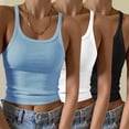 thumbnail image 2 of Timegard Camisoles 3 Pcs pour Femmes Col Rond Côtelé Sans Manches Ajusté Court Haut Décontracté Sortie Camis, 2 of 6