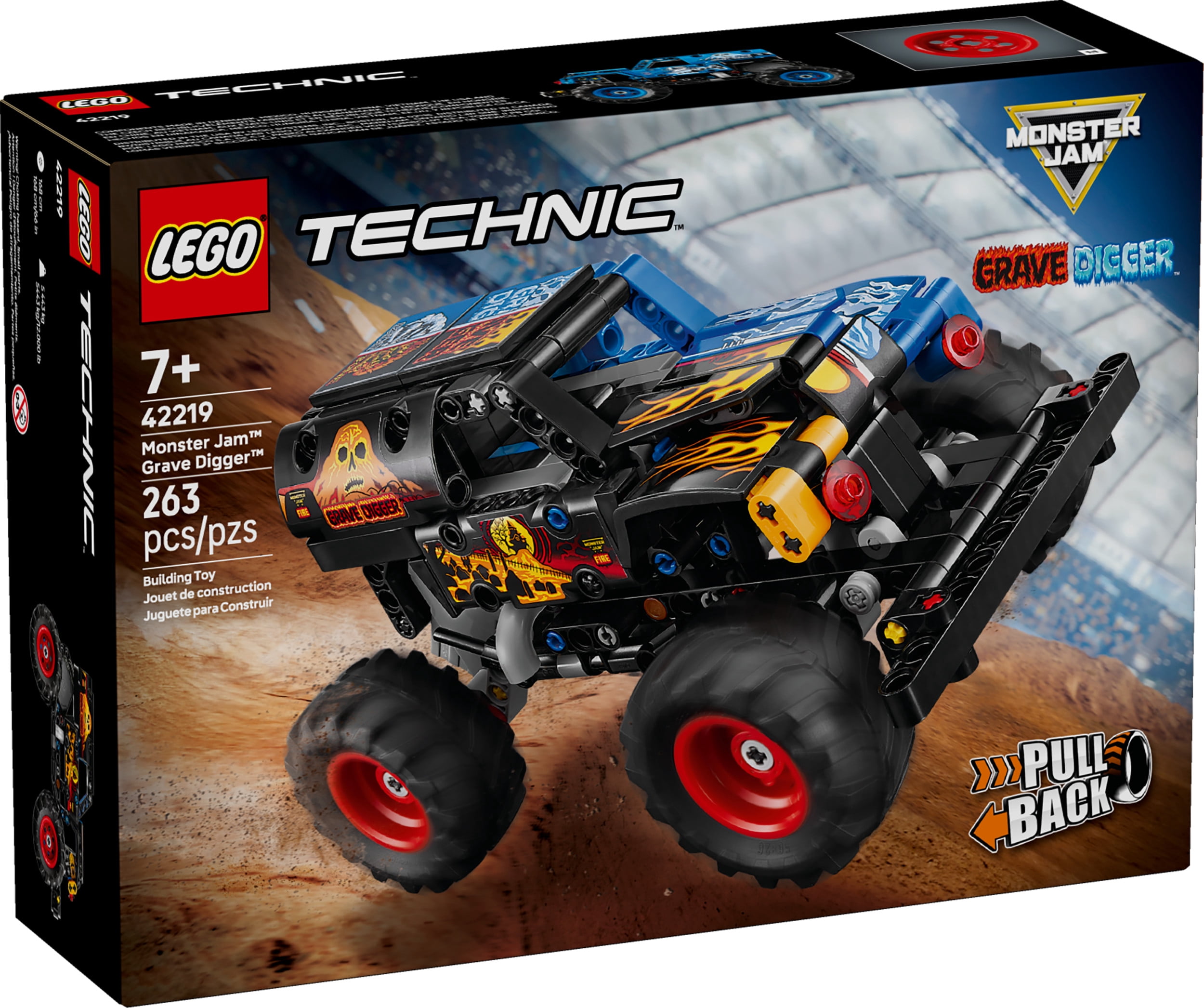 LEGO Technic Monster Jam Grave Digger Fire and Ice Building Toy for Boys & Girls - Monster Truck Toy W/Pull-Back Racing Action for Kids, Ages 7+ - Gift Idea for Birthdays - 42219