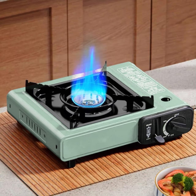Réchaud Portatif au Butane Réchaud à Gaz Simple Essentiel pour le Camping et la Randonnée Haute Performance Double Pare-Vent Alliage d'Aluminium et Sécuritaire