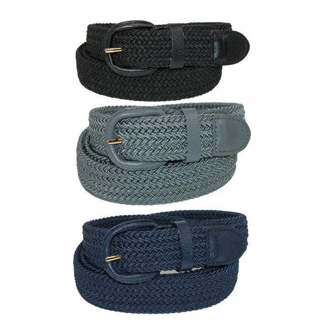 CTM® Ceinture Tressée Élastique Extensible (Lot de 3 Couleurs) (pour Hommes)