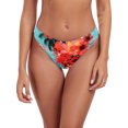 thumbnail image 4 of Ocean Blues Women's High Leg Bikini Bottom Mid Rise Swim Bottom Cheeky Floral Print Bathing Suit Bottom, Size L, 4 of 7