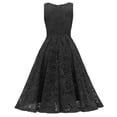 thumbnail image 4 of HKEJIAOI Liquidation d'Économies Robe de Bal Cadeau de la Saint-Valentin Femme Col en V Dentelle à Blocs de Couleur Drapée Patchwork Mignonne Robe de Soirée Formelle Noire, 4 of 4