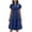 #045-Blue, variant on Roncen Women Short Sleeve Denim Chambray Midi Dress Button Down V Neck Shirts Dresses A Line Long Casual Summer Dress