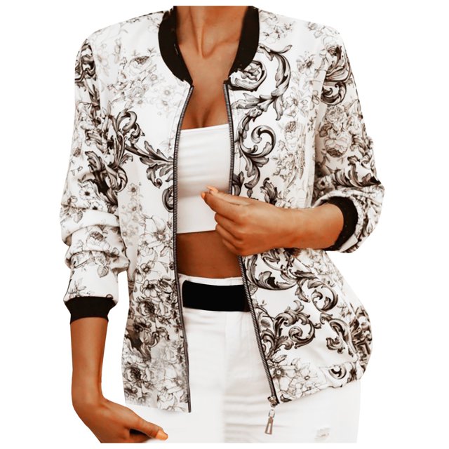 BYHONG Manteau Court Imprimé à Manches Longues Ajusté pour Femme Automne et Hiver Petit Manteau Manteaux pour Femmes Manteau pour Femme Noir G