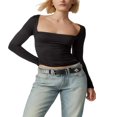 thumbnail image 1 of Women‘s Bodycon Square Neck Long Sleeve Shirts Slim Fit Tops Basic Blouse Tee Tops, 1 of 6