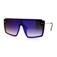 thumbnail image 3 of Retro Flat Top Shield Oversize Half Rim Rimless Sunglasses Black Gold Blue Mirror, 3 of 4
