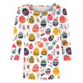 thumbnail image 4 of UPPADA Bunny T-Shirts de Pâques pour Femmes Lapin Oeuf Imprimé T-Shirts Manches 3/4 Col Rond T-Shirts d'Été Décontractés Mignons T-Shirts Graphiques Chandail Confortable Haut Vert,TTG, 4 of 5