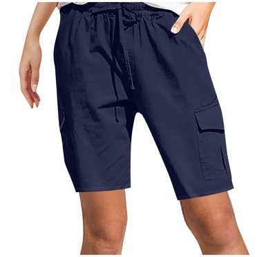 Summer Clearance 2025! Womens Plus Size Pants,Fashion Women Size Drawstring Casual Solid Elastic Waist Pocket Loose Shorts Pants
