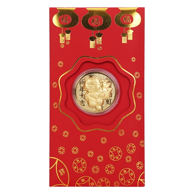 kcavykas Enveloppe Rouge Porte-Bonheur du Nouvel An en Forme de Pièce d'Or, Enveloppes pour Argent, Rouge, 1 Unité