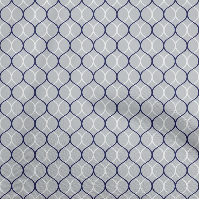 oneOone Cotton Poplin Light Gray Fabric Ogee Fabric For Sewing Printed Craft Fabric By The Yard 42 Inch Wide