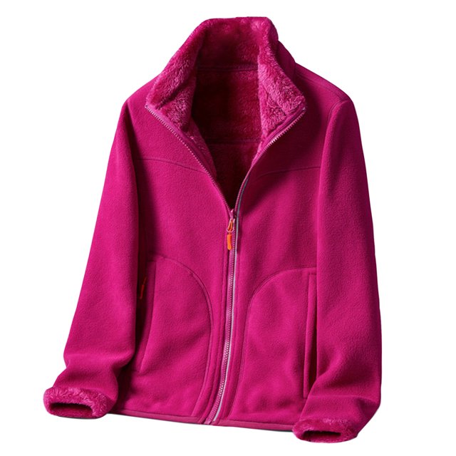 EQWLJWE Women Double-Sided Fleece Windproof Jacket Full Zip Jackets with Pockets Soft Lightweight Warm Coat Sweater Jacket for Fall Winter Outdoor Winter Jackets for Women 2023