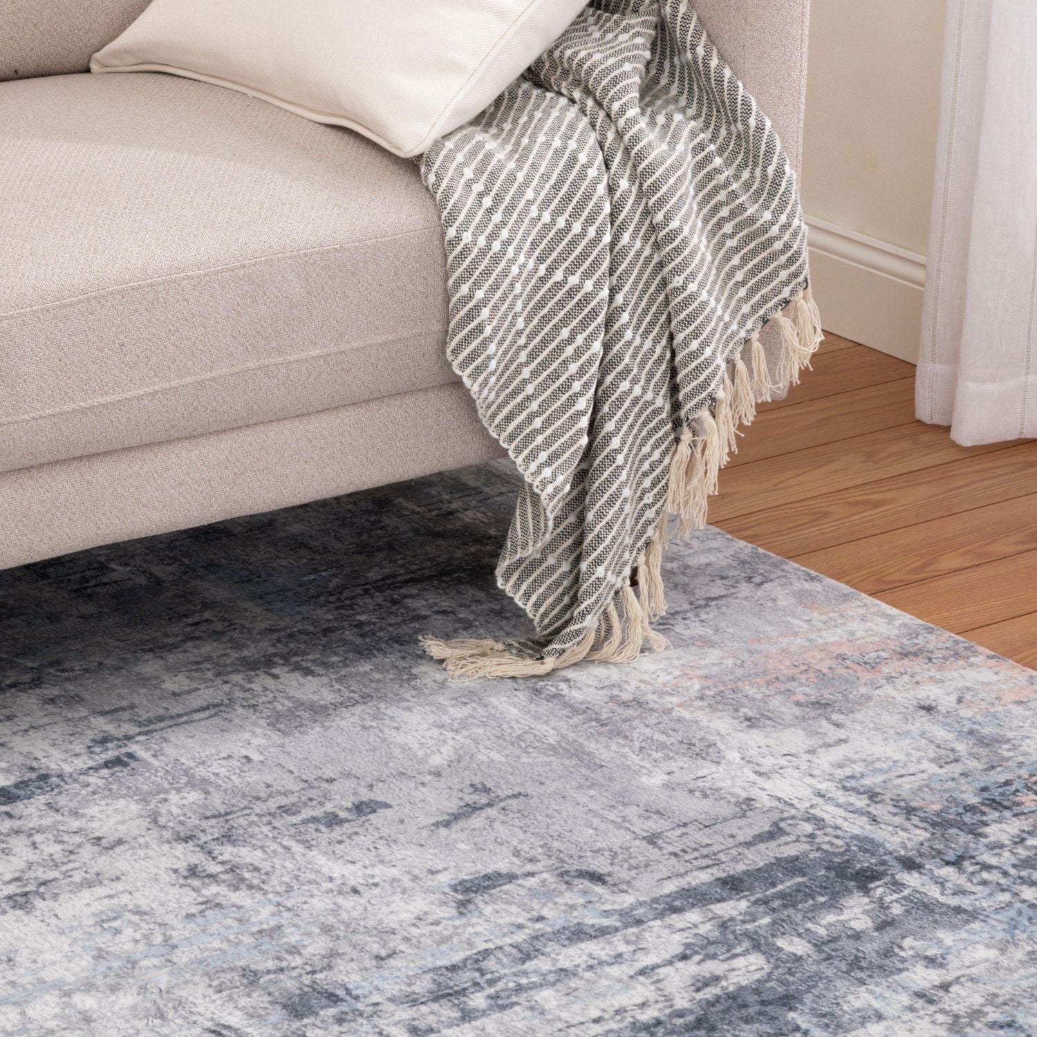 Tapis tissé bleu clair et gris clair Banburry