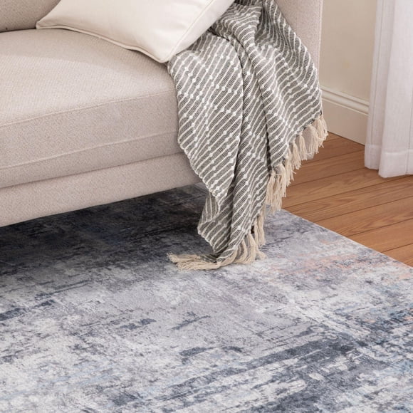 Tapis tissé bleu clair et gris clair Banburry