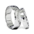 thumbnail image 2 of Matching White Gold His Hers Hammered Wedding Band Set, 2 of 2