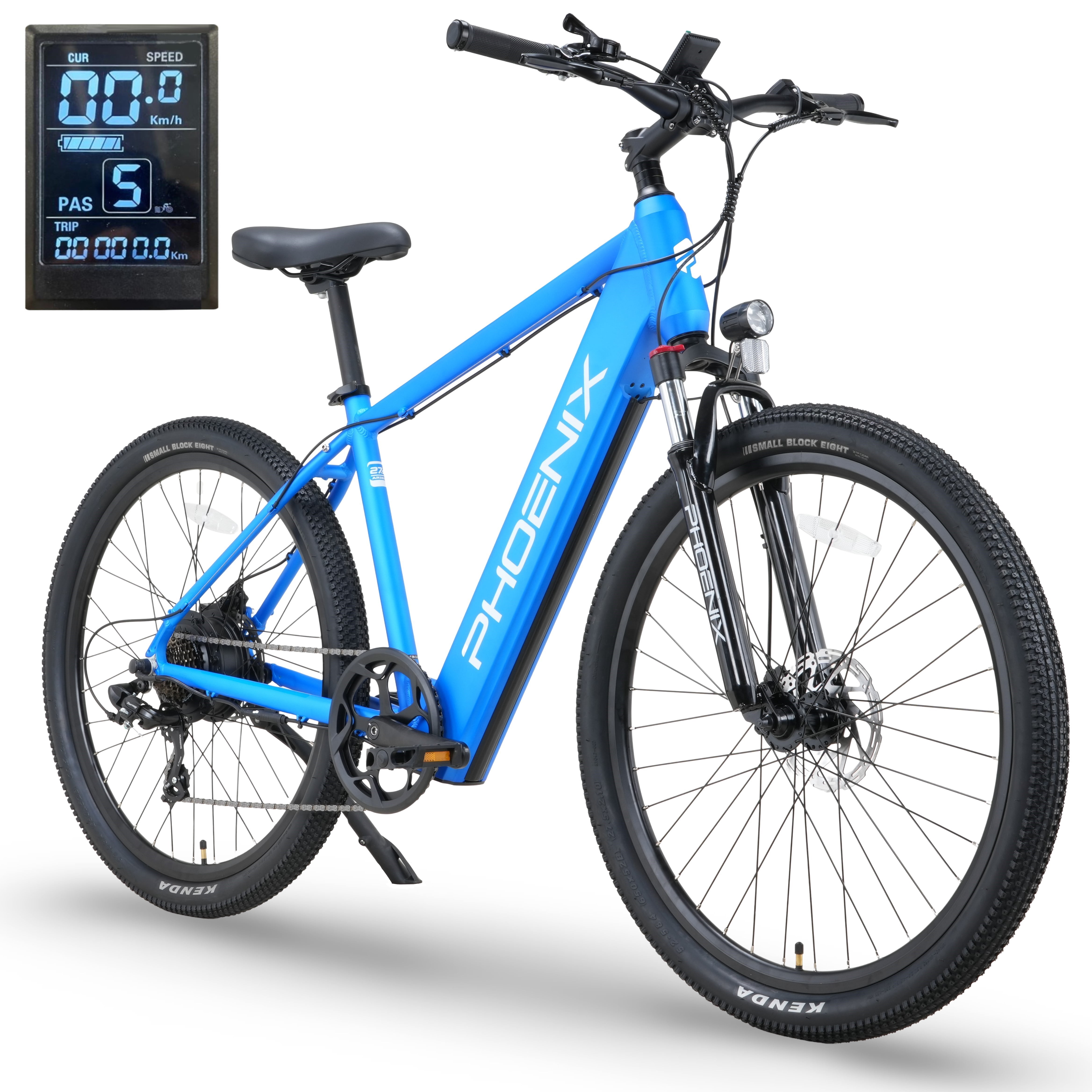 PHOENIX BIKES 100 km Range, 350W, 32 km/H, 27.5" Electric Bike - LCD, 468Wh (36V/13Ah) Battery, 19" Aluminum Frame Road & Mountain eBike - Ages 16-80