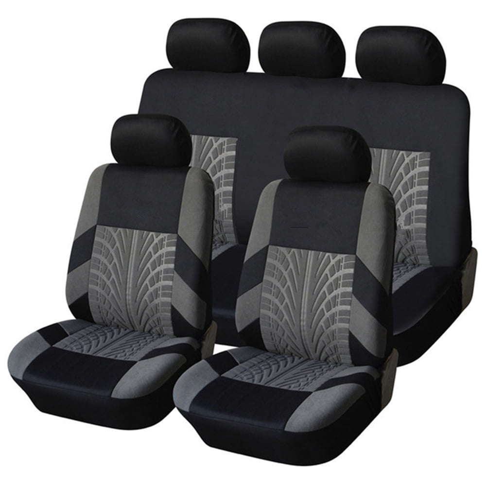 Yeacher 9Pcs Luxury Car Seat Covers Front +Back Seat Black Scratch proof Four Seasons Bottoms Protectors,Compatible with 90% Vehicles for Most Car Truck Suv Van Seam Style