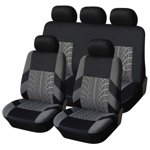 Yeacher 9Pcs Luxury Car Seat Covers Front +Back Seat Black Scratch proof Four Seasons Bottoms Protectors,Compatible with 90% Vehicles for Most Car Truck Suv Van Seam Style