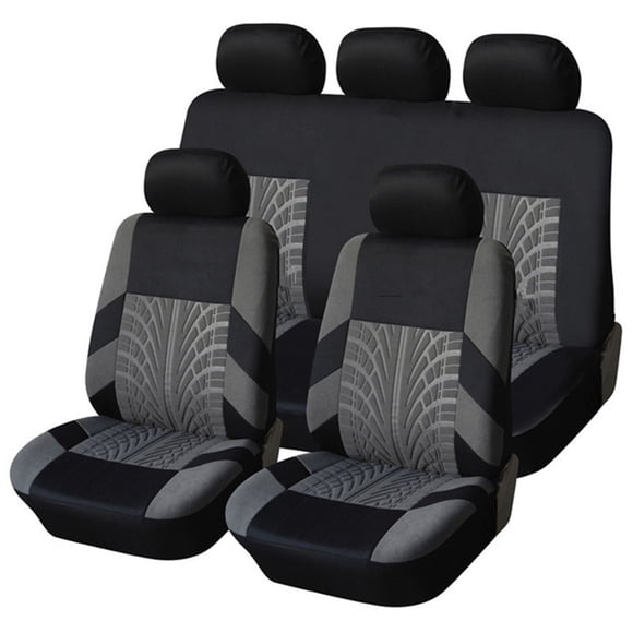 Yeacher Housses de Siège Auto de Luxe 9 Pcs Siège avant + Arrière Noir Résistantes aux Rayures Quatre Saisons Protecteurs de Bas, Compatibles avec 90 % des Véhicules pour la Plupart des Voitures Camions VUS Fourgonnette Style à Coutures