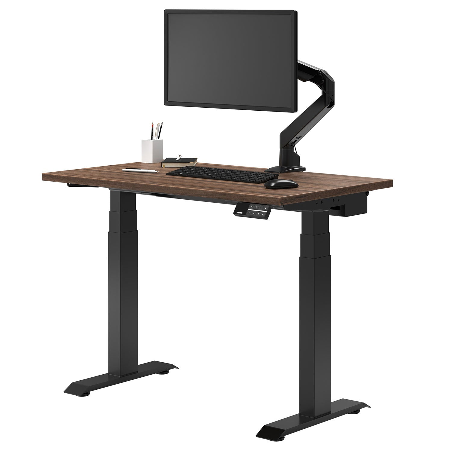 Desky Bureau Assis-Debout Mini Double - Jarrah Legno / 36 x 20 Pouces / Noir Mat