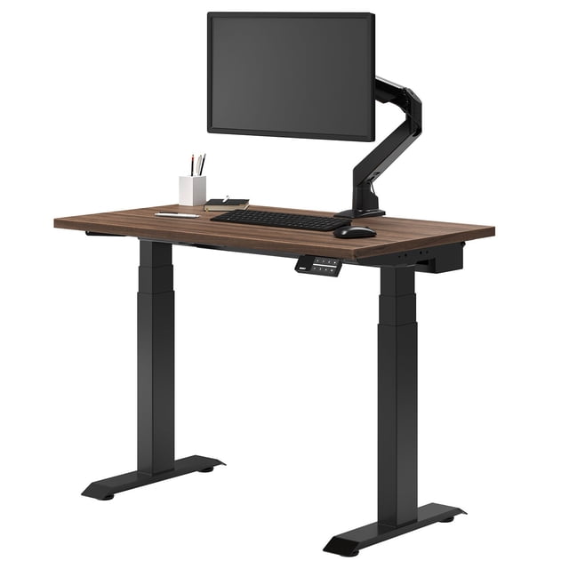 Desky Bureau Assis-Debout Mini Double - Jarrah Legno / 36 x 20 Pouces / Noir Mat