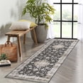 thumbnail image 1 of GlowSol 2'x6' Washable Hallway Runner Rug Vintage Medallion Print Low Pile Non-Slip Bedroom Runner Rugs for Kitchen Laundry, Black, 1 of 8