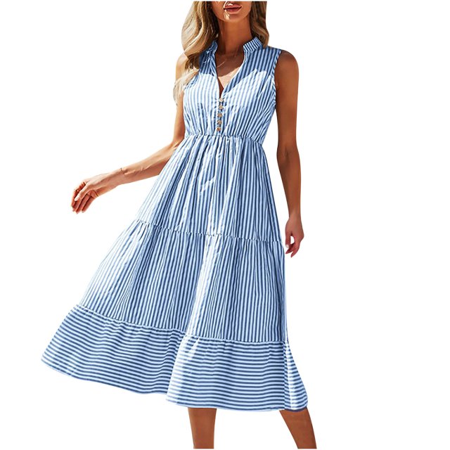 Robe d'Été Aguichant pour Femmes Mode Aguichant Décontractée Ajustée Robe Décontractée Sans Manches à Col en V pour Femmes