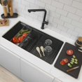 thumbnail image 1 of Stylish Undermount 32" Graphite Black Double Bowl Workstation Kitchen Sink with 7 Black accs S-601WNK, 1 of 16