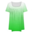 thumbnail image 4 of UPPADA Hauts Grande Taille pour Femmes Tunique Manches Courtes Col Rond Chemises Décontractées Blouse Douce Boutonnée Henley Chemises Plissées Tuniques Tendance Vert,TTG, 4 of 5