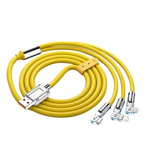 EGNMCR 100W Soft Rubber Machine Customer Rotation One To Three Data Cable Suitable For 6A Fast Charging Three In One Data cable
