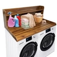 thumbnail image 1 of Washer Dryer Shelf 2-Tier – Waterproof Wood Laundry Room Storage Organizer with Spacious Space-Saving Design – Walnut, 54x27.5 Inch Laundry Shelf, 1 of 8