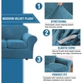 thumbnail image 3 of Modern Velvet Plush 4 Piece High Stretch Sofa Slipcover Furniture Protector Form Fit Luxury Thick Sofa Cover, Machine Washable, 3 of 6