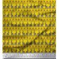 thumbnail image 1 of Soimoi Yellow Cotton Poplin Fabric Flower & Rabbit Folk Art Fabric Prints By Yard 42 Inch Wide, 1 of 1