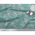 thumbnail image 2 of Soimoi Modal Satin Fabric Leaves & Floral Block Printed Fabric 1 Yard 42 Inch Wide, 2 of 3