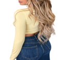 thumbnail image 2 of Women Sexy Slim Crop Tops Deep V-Neck Front Lace-up Base Shirt, 2 of 6