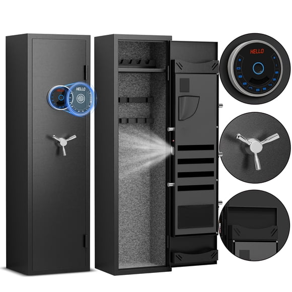4-5 Biological Fingerprint Gun Safe, Long Gun Safe for Home,Gun Safes for Shotguns with Removable Shelf and Key Pad